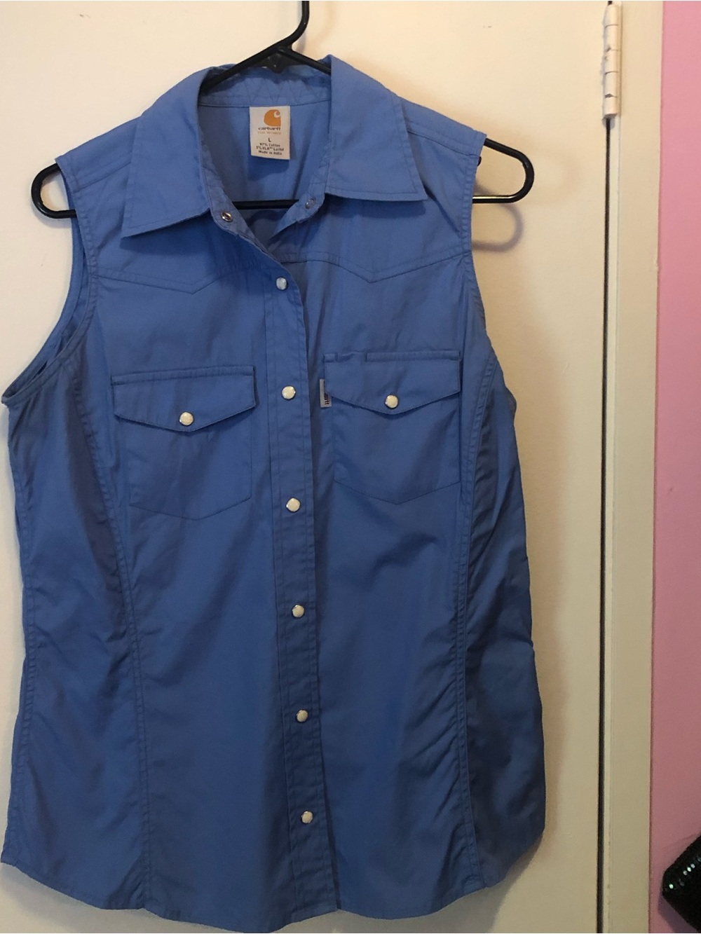 Carhartt Women's Sleeveless Button-Front Work Shirt - Light Blue